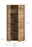 Midischrank aus Holz mit offenen Türen, zeigt vier Regalfächer. Perspektive von vorne mit sichtbaren Maßen: Höhe 132 cm, Breite 64 cm, Tiefe 32 cm.