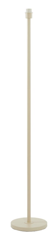 Stehleuchte in Beige, frontal abgebildet, mit rundem Sockel und schlankem, geradem Stab.