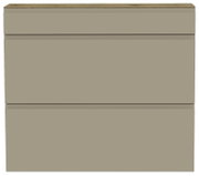 Frontansicht eines modernen, hängenden Schuhschranks mit zwei Klappen in neutralem Beige.