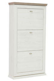 Weißer Schuhkipper mit drei Klappen, seitliche Perspektive