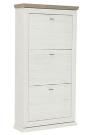 Weißer Schuhkipper mit drei Klappen, seitliche Perspektive