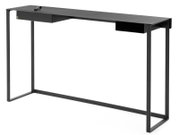 Schwarzer Konsolentisch oder Schreibtisch aus Metall mit minimalistischem Design, seitliche Perspektive