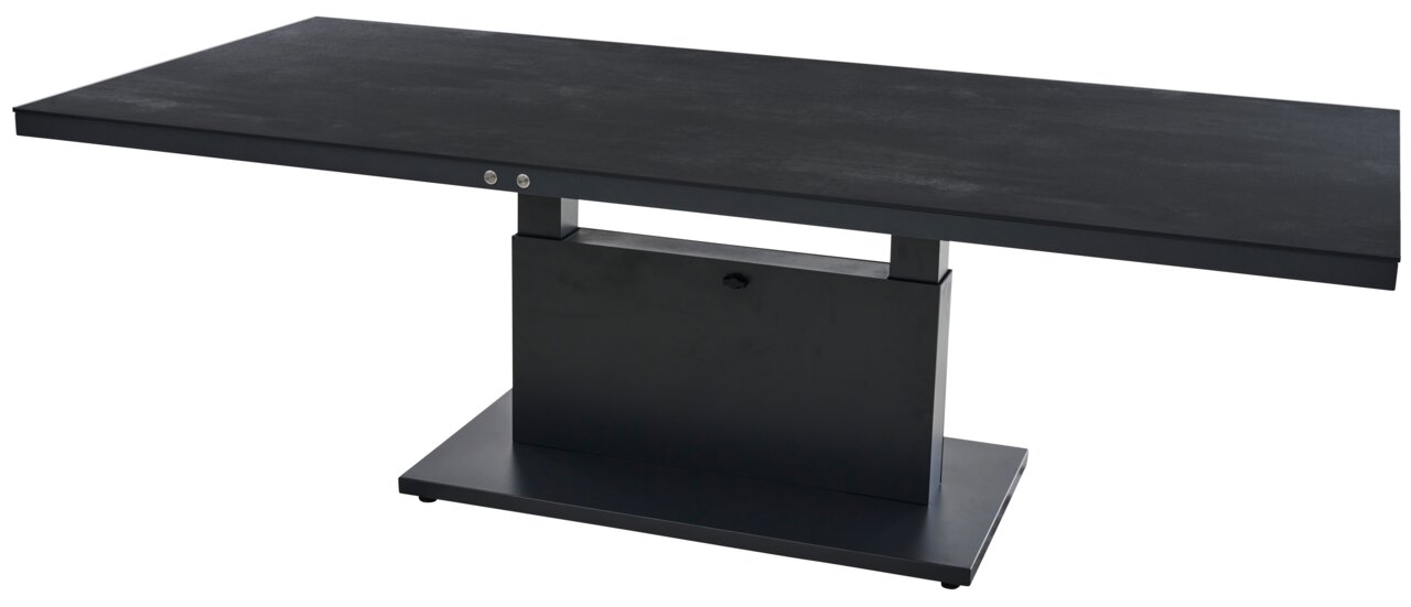 Siena Garden Garten E-Lifttisch TALINA+ Moderner schwarzer Garten E-Lifttisch aus seitlicher Perspektive