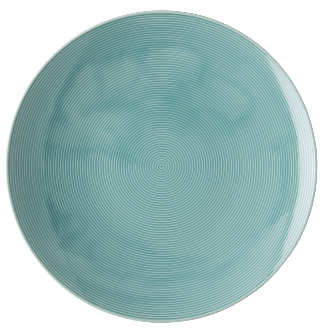 Thomas Dinerbord LOFT COLOUR Speiseteller 28 cm in Türkis mit feinen konzentrischen Kreisen, Draufsicht