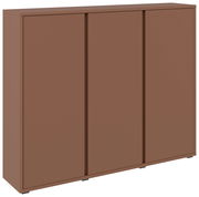 Brauner Schuhschrank mit drei Türen, Frontalansicht