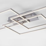 Moderne Deckenleuchte aus Stahl mit geometrischem Design, seitliche Perspektive