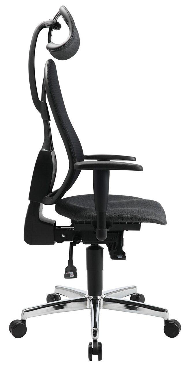 Ergonomischer Drehstuhl mit Kopfstütze, Seitenansicht