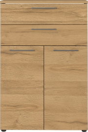 Aktenschrank aus Holz mit zwei Türen und einer Schublade, Frontalansicht