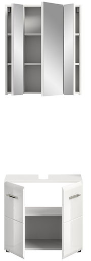 Badezimmerschrank-Kombination mit Spiegelschrank und Unterschrank, frontal betrachtet