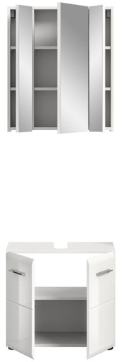 Badezimmerschrank-Kombination mit Spiegelschrank und Unterschrank, frontal betrachtet