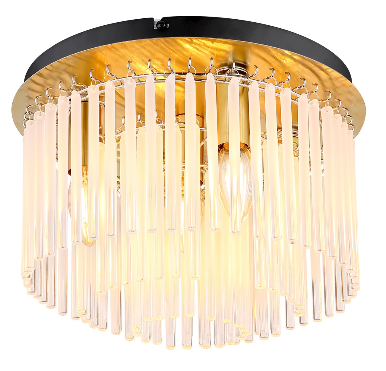 Plafondlamp GORLEY met hangende glazen staven, zijaanzicht