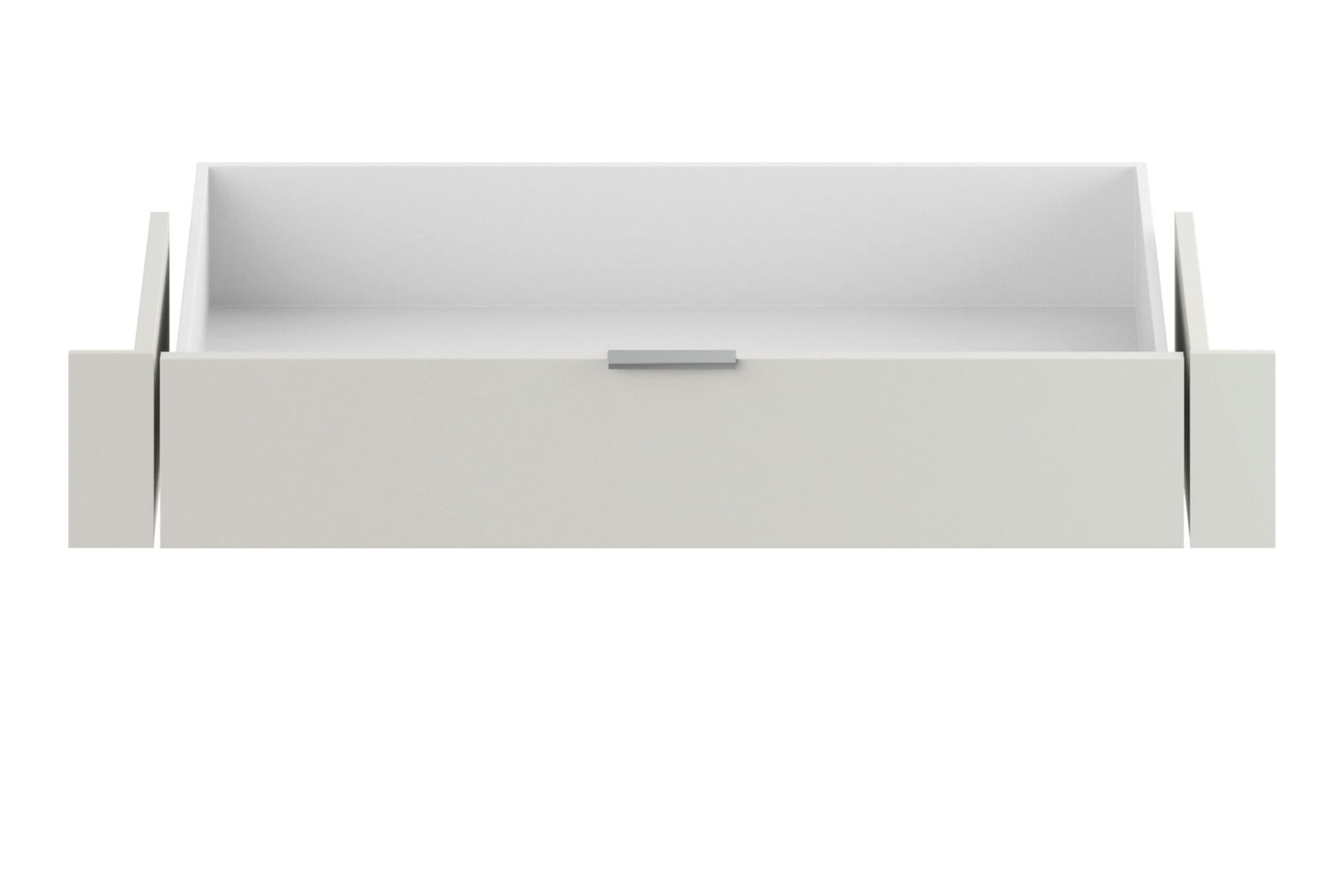 Jutzler Binnenste lade JUTZLER Weiße Innenschublade, frontal betrachtet, mit schlichtem Design und einem Griff in der Mitte.