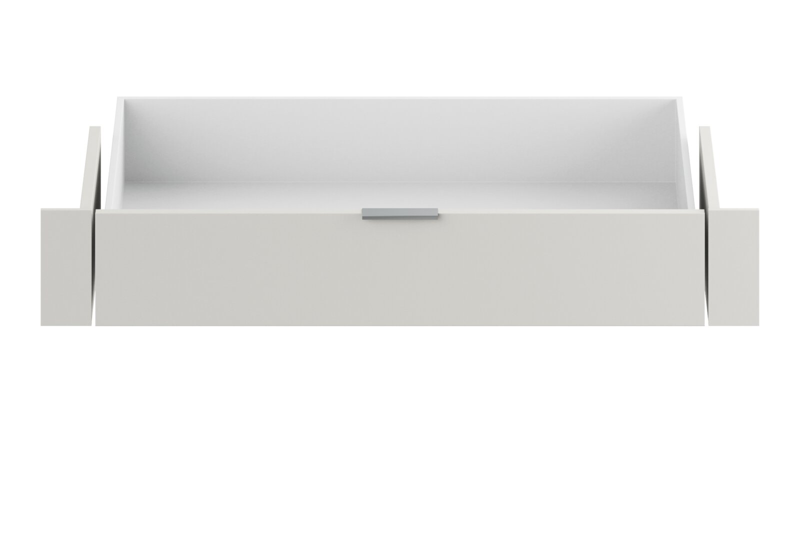Jutzler Innenschublade JUTZLER Weiße Innenschublade, frontal betrachtet, mit schlichtem Design und einem Griff in der Mitte.