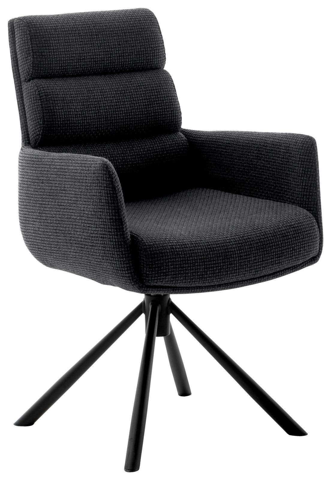 Dieter Knoll Armlehnstuhl LEXINGTON Moderner Armlehnstuhl in dunklem Stoffbezug mit schwarzem Metallgestell, seitliche Perspektive