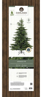 Künstlicher Weihnachtsbaum Grandis Fir, 1,8 m hoch, 132 cm Durchmesser, mit realistischem Nadel-Look und einfachem Aufbau, Frontalansicht.