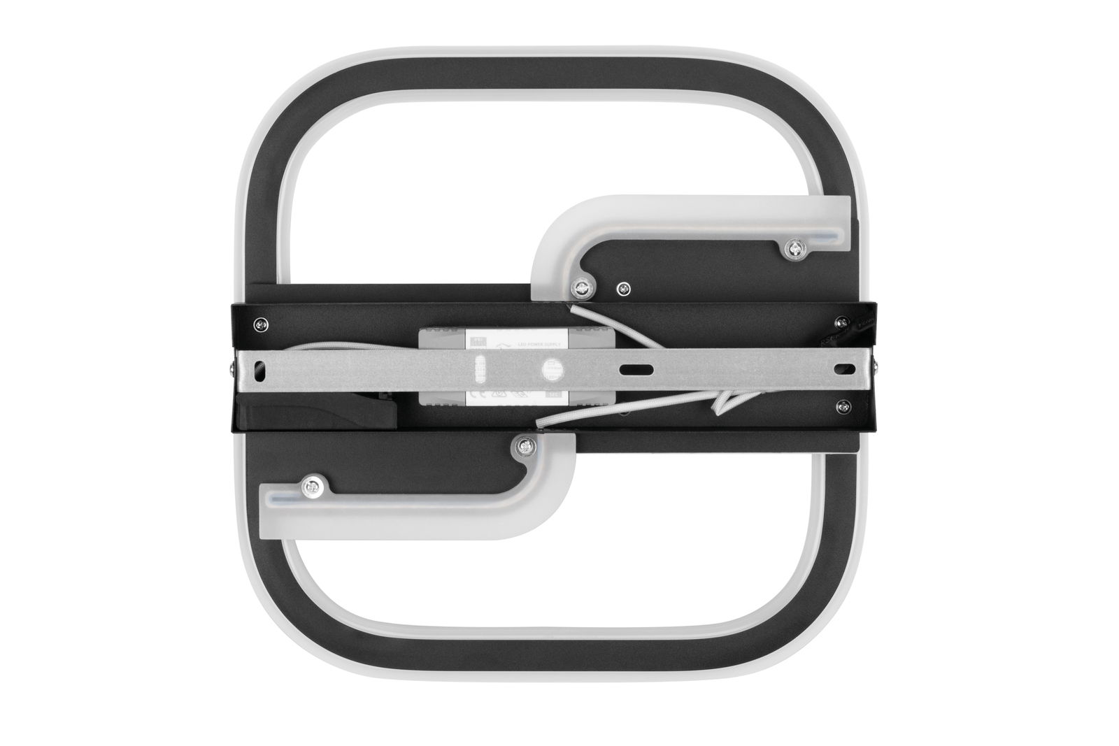 LED-Deckenleuchte in quadratischer Form, Ansicht von unten