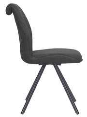 Moderner Stuhl mit schwarzem Stoffbezug und Metallbeinen, Seitenansicht