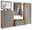 VOSS Garderoben-Set 6-tlg. SANTINA Garderoben-Set 6-tlg. in moderner Holz- und Hochglanzoptik, bestehend aus einem Spiegel, zwei Schränken, einer Sitzbank mit Stauraum und einer Wandgarderobe mit Haken und Ablage, frontal abgebildet.
