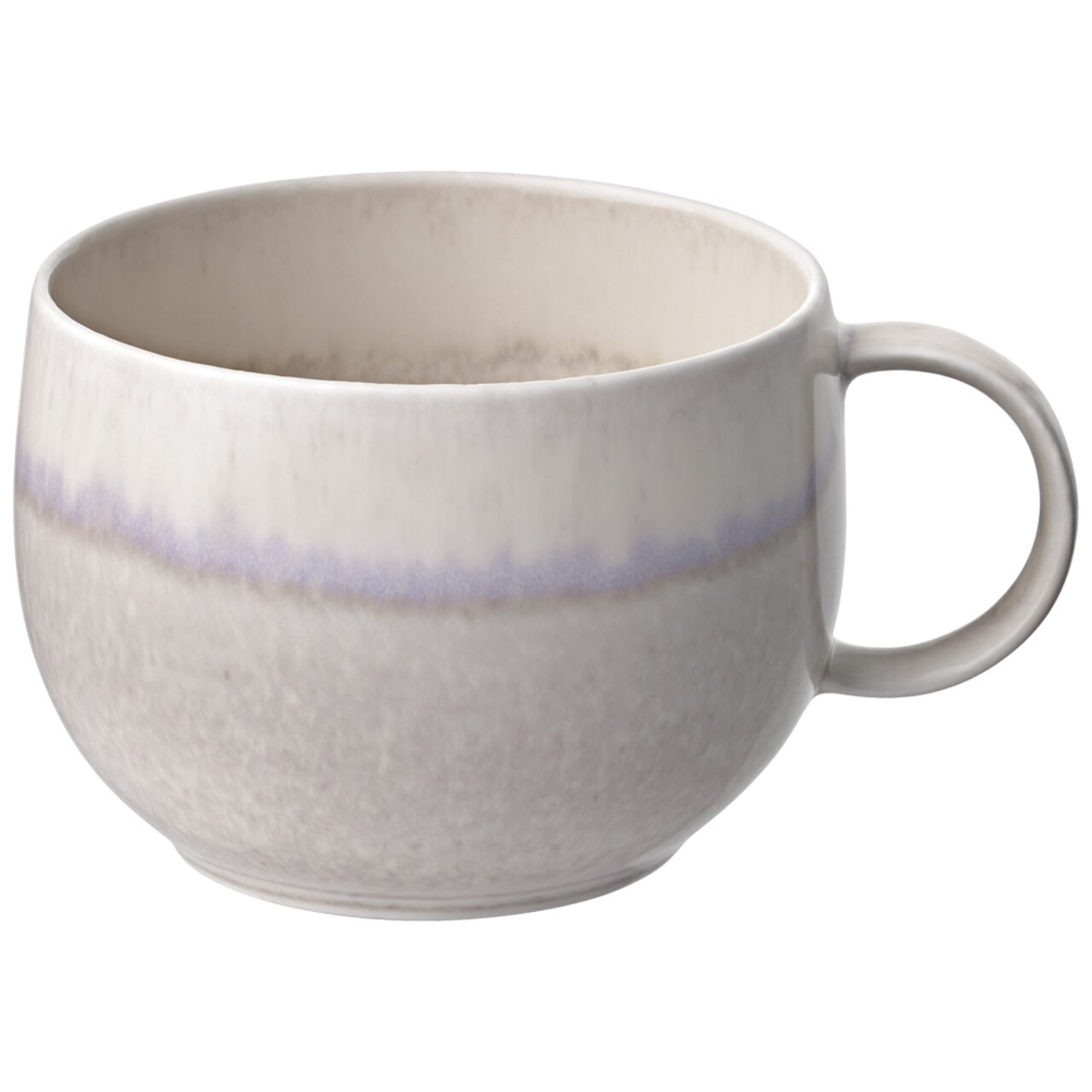 Like by Villeroy & Boch Kaffeetasse PERLEMOR SAND Kaffeetasse aus Keramik, cremefarben mit leichtem lila Streifen, seitliche Perspektive