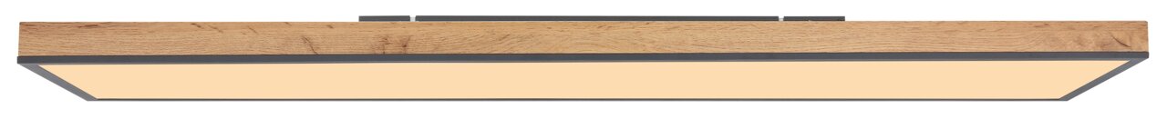 Moderne Deckenleuchte aus Holz und Metall, seitliche Perspektive