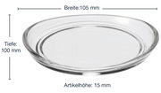 Glasuntersetzer Loop mit einem Durchmesser von 105 mm, einer Tiefe von 100 mm und einer Höhe von 15 mm, seitliche Perspektive