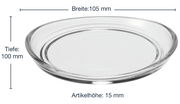 Glasuntersetzer Loop mit einem Durchmesser von 105 mm, einer Tiefe von 100 mm und einer Höhe von 15 mm, seitliche Perspektive