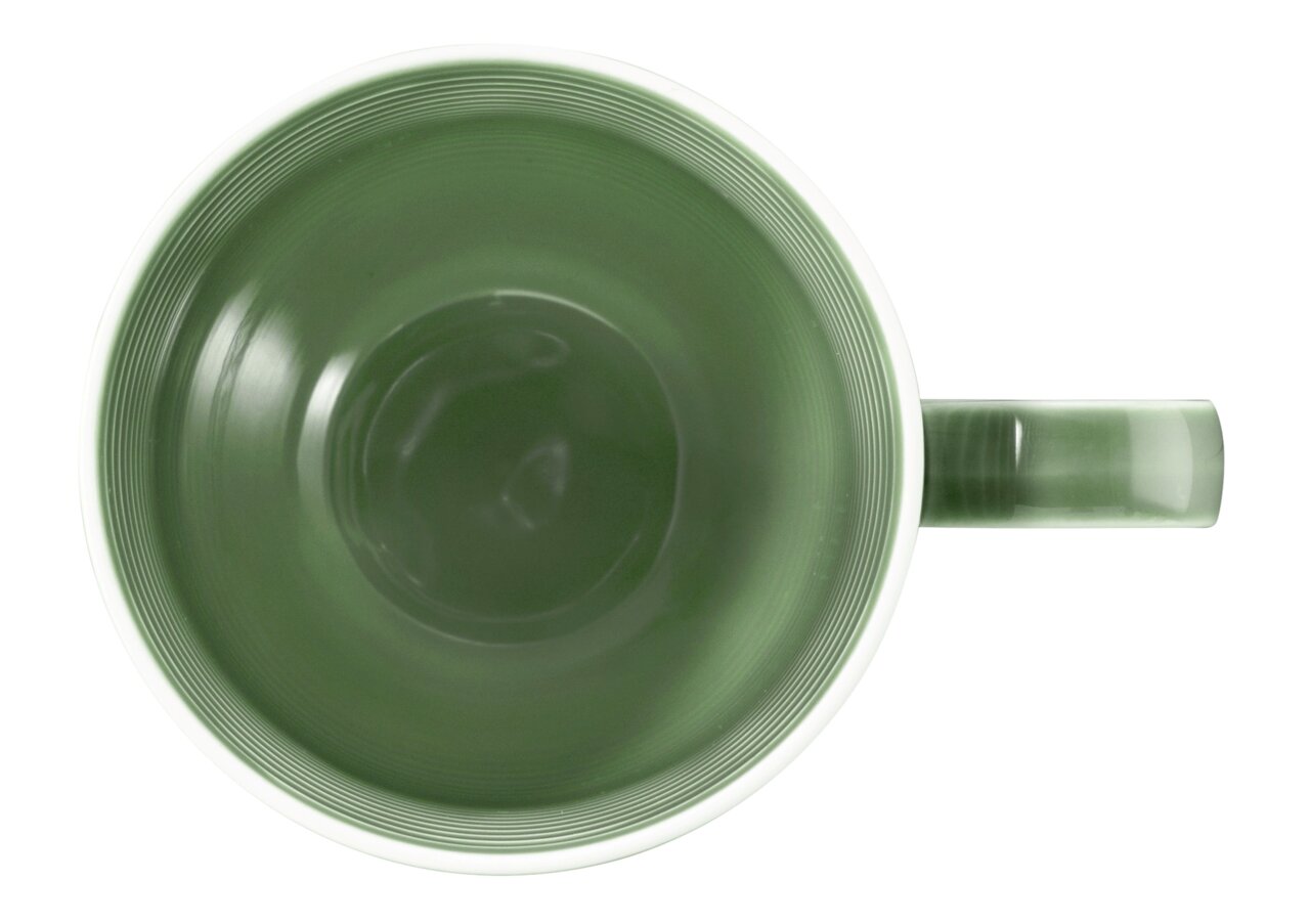 Grüner Becher mit Henkel, von oben betrachtet, 0,35l Fassungsvermögen