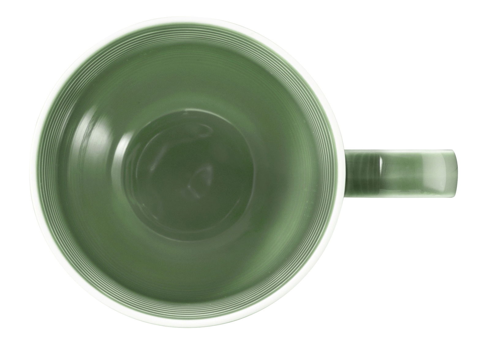 Grüner Becher mit Henkel, von oben betrachtet, 0,35l Fassungsvermögen