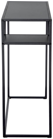 Moderner schwarzer Konsolentisch aus Metall, seitliche Perspektive