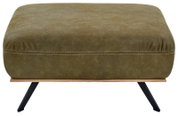 Grüner XXL-Hocker mit Metallbeinen, seitliche Perspektive