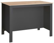 Kücheninsel mit dunklem Korpus und heller Holzplatte, seitliche Perspektive