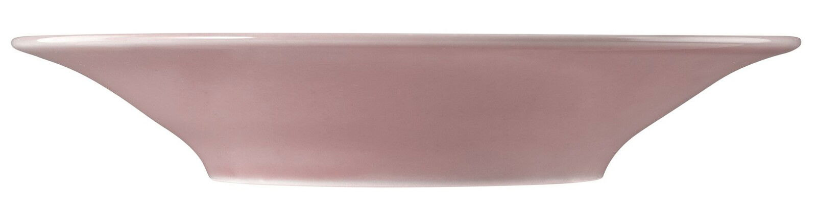 Seitenansicht eines runden, rosa Suppentellers mit einem Durchmesser von 22,5 cm.