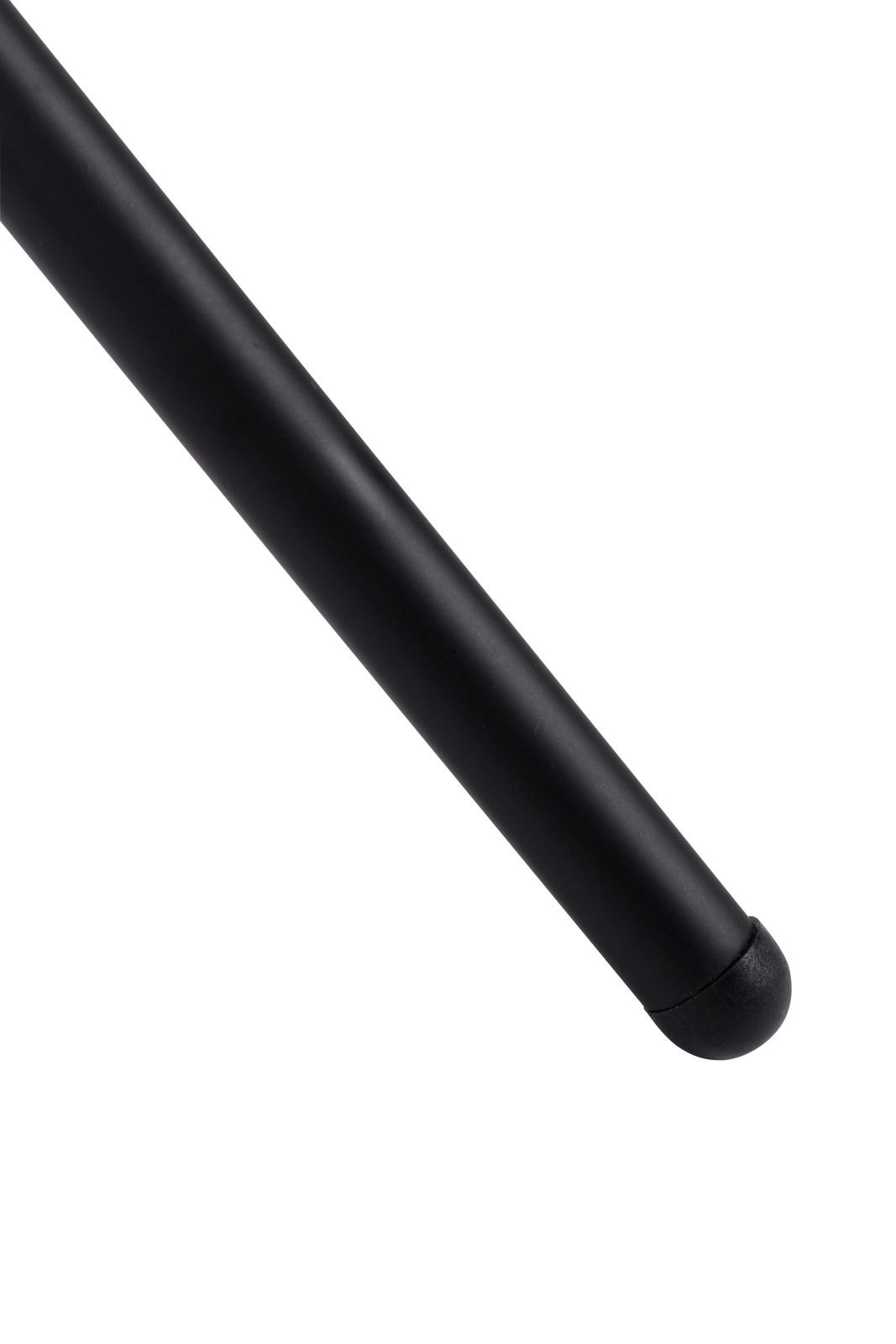 Nahaufnahme eines schwarzen Stuhlbeins mit abgerundeter Kappe