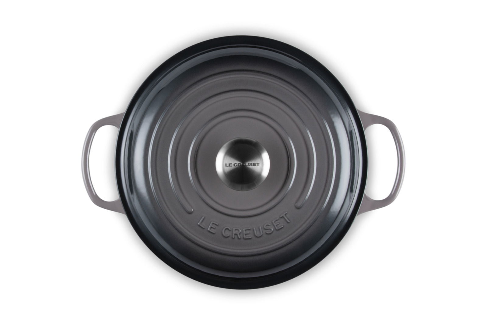 Gourmet Profitopf 26cm flint von oben mit zwei Griffen und Le Creuset Logo auf dem Deckel