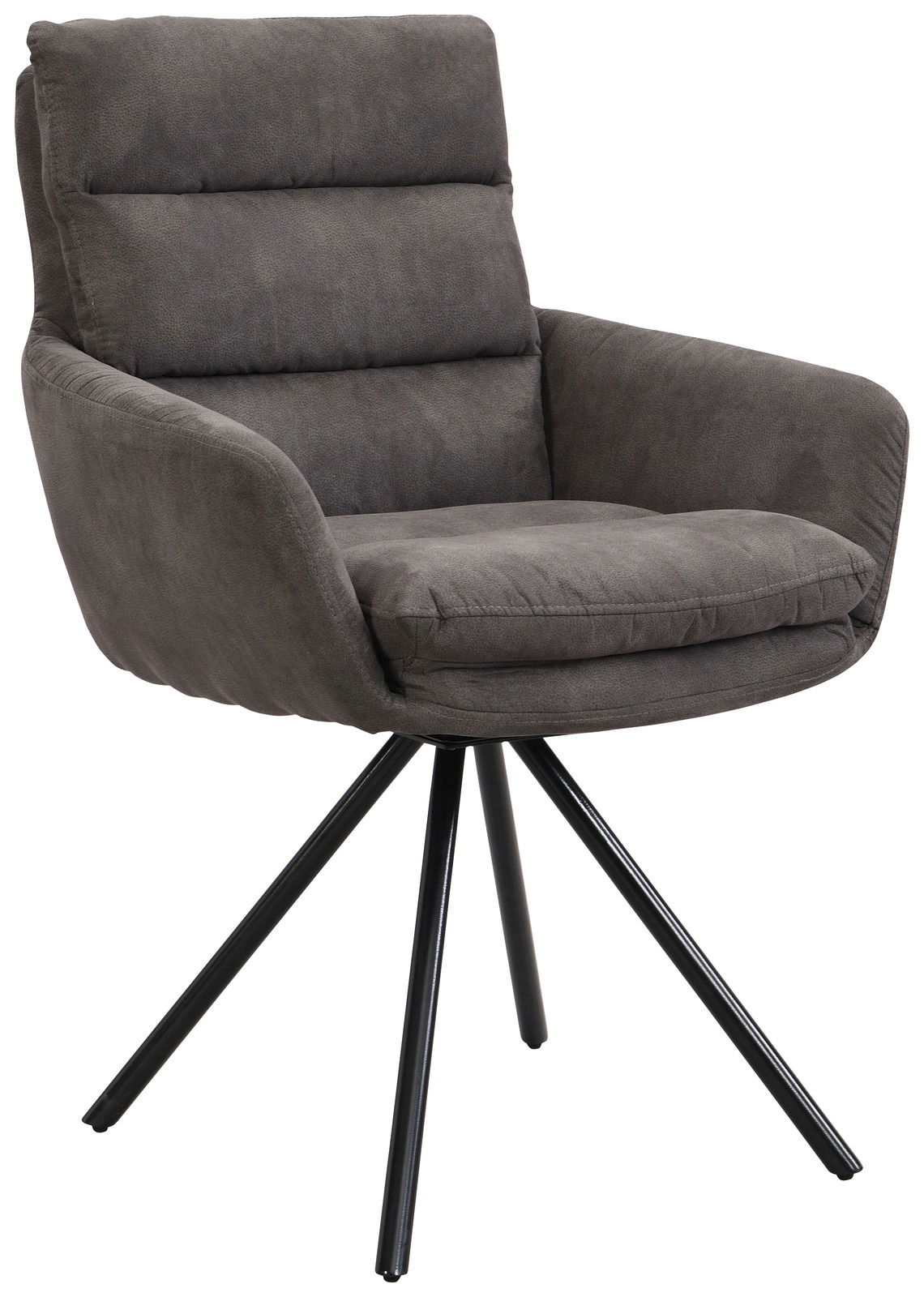 Cantus Armlehnstuhl SCOTTY 2.0 Grauer Armlehnstuhl mit schwarzem Metallgestell, seitliche Perspektive