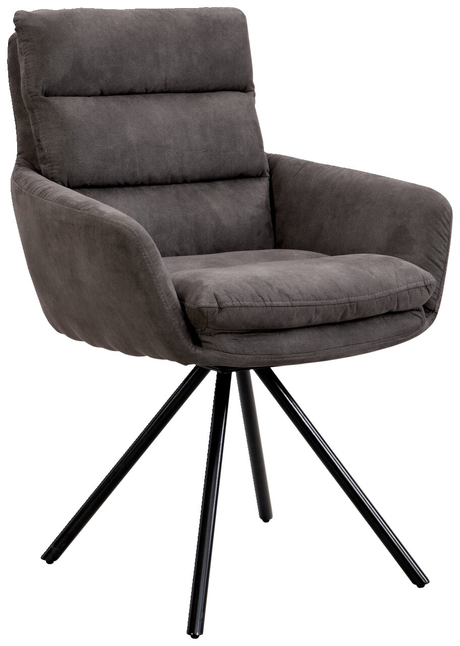 Cantus Armlehnstuhl SCOTTY 2.0 Grauer Armlehnstuhl mit schwarzem Metallgestell, seitliche Perspektive