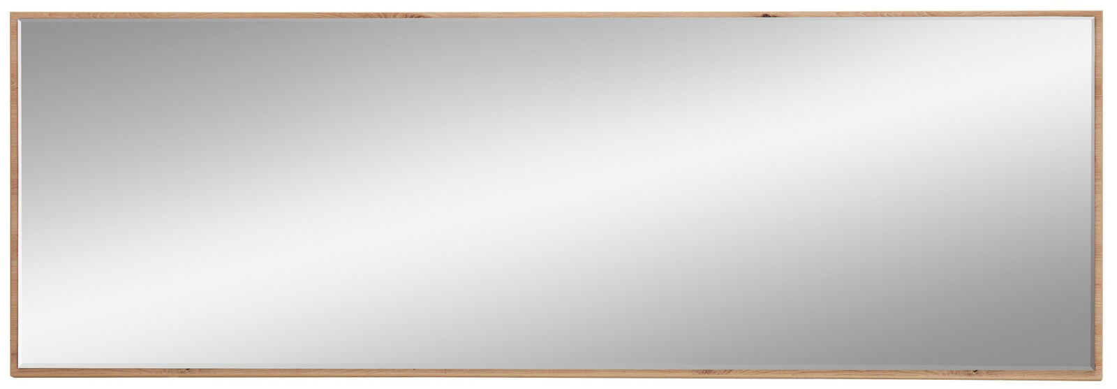 Breiter rechteckiger Spiegel mit Holzrahmen, Frontalansicht
