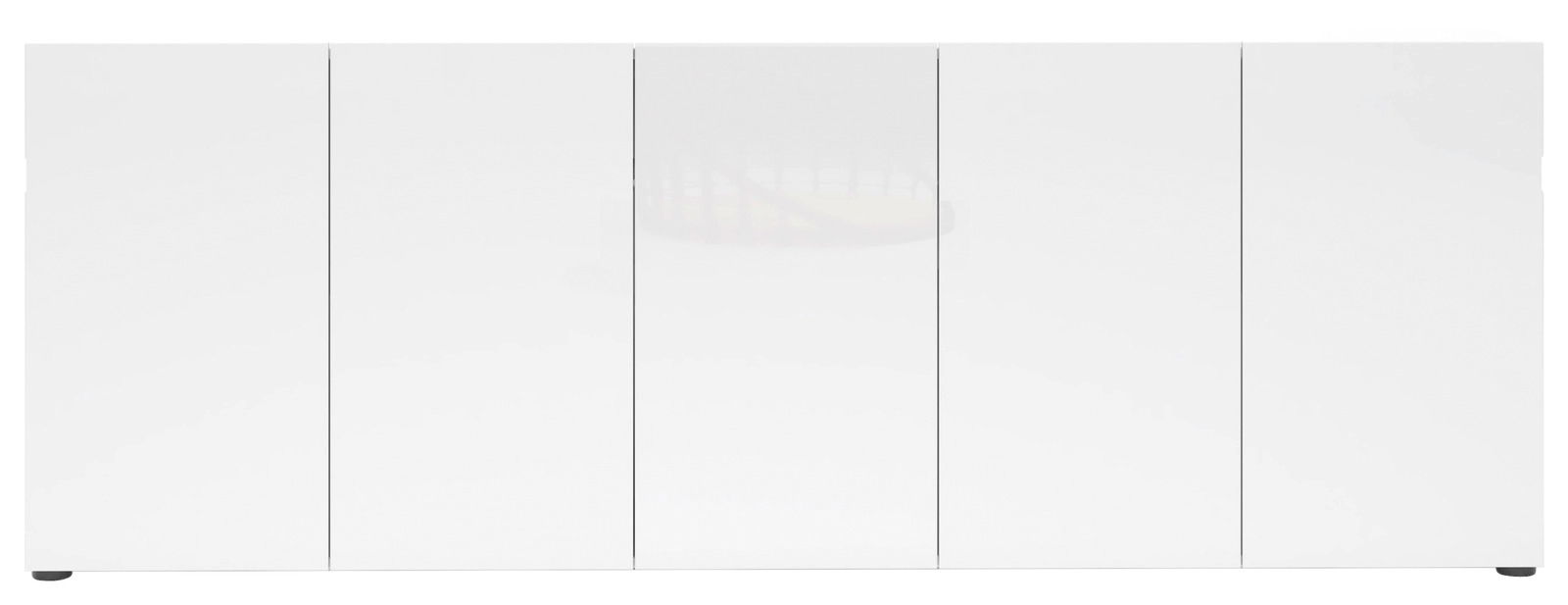 Weißes XL-Sideboard mit fünf Türen, frontale Ansicht