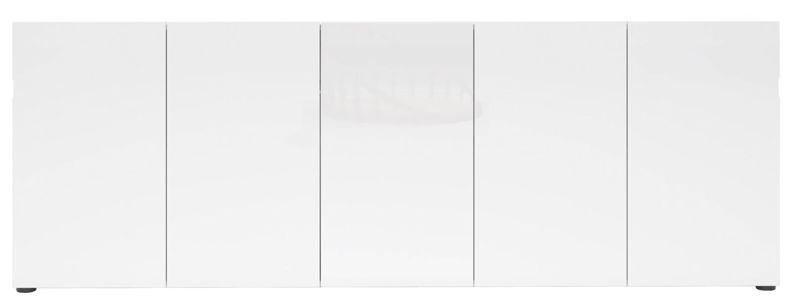 Weißes XL-Sideboard mit fünf Türen, frontale Ansicht