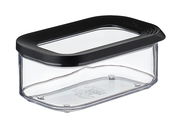 Transparente Vorratsdose Modula 425 ml mit schwarzem Deckel, seitliche Perspektive