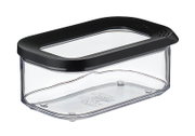 Transparente Vorratsdose Modula 425 ml mit schwarzem Deckel, seitliche Perspektive