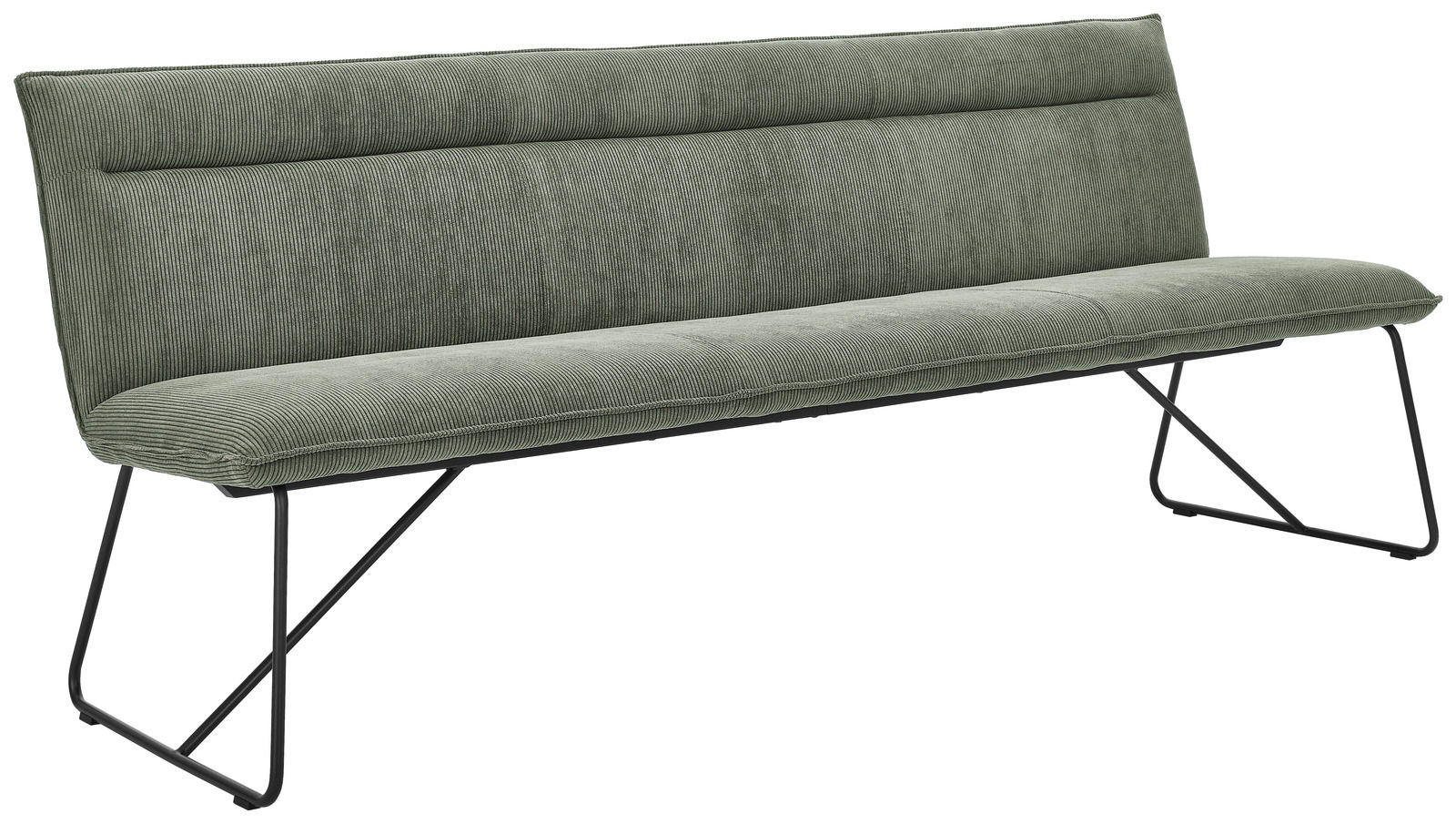 Johann Jakob Sitzbank CALAS Grüne Sitzbank mit modernem Design und Metallgestell, seitliche Perspektive