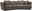 Braunes Ecksofa mit mehreren Kissen, seitliche Perspektive