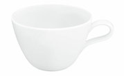 Weiße Milchkaffeetasse Life 0,37l aus seitlicher Perspektive