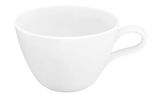 Weiße Milchkaffeetasse Life 0,37l aus seitlicher Perspektive