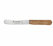 Frontalansicht eines Frühstücksmessers mit Holzgriff und abgerundeter Klinge, Zassenhaus Original Buckelsmesser Solingen Germany.