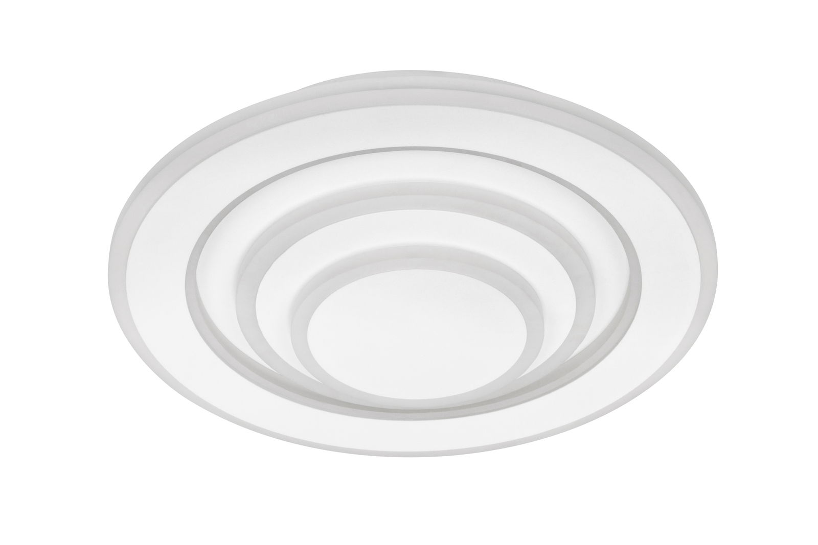 Runde LED-Deckenleuchte mit konzentrischen Kreisen, Ansicht von unten