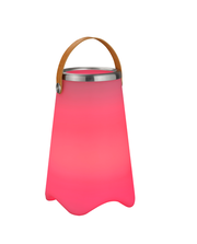 Rosa Outdoor-Sektkühler JAMAICA mit Metallrand und Holzgriff, seitliche Perspektive