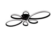 Moderne plafondlamp FLY met een gebogen, zwart ontwerp, zijaanzicht