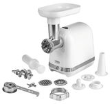Fleischwolf Cuisine Edition 13 in Weiß mit Zubehör, seitliche Perspektive